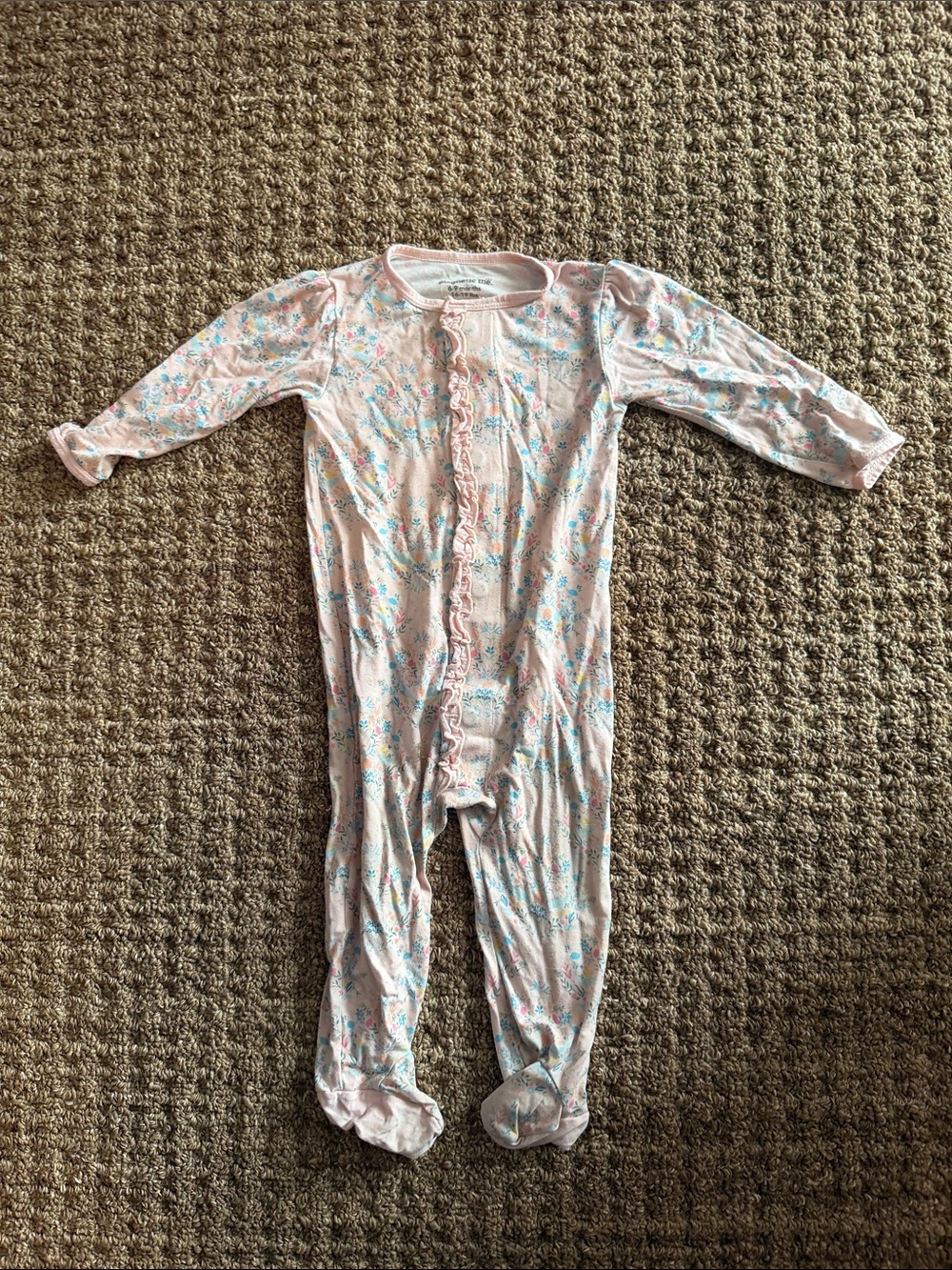 Magnetic Me Pink Floral Ruffle Footed One-Piece - size 6-9m